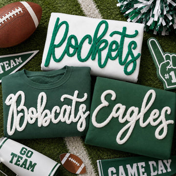 Custom Chenille Team Sweatshirt, Personalized Football Name Crewneck, Game Day Pullover, Sports Mom Gift