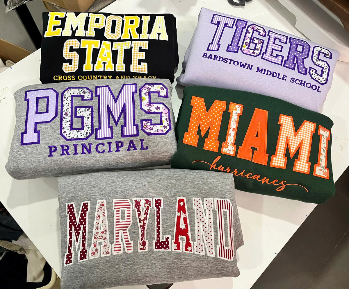 Custom Embroidered School Spirit Sweatshirt, Varsity Crewneck Shirt, Department Team Pullover, Graduation Student Gift