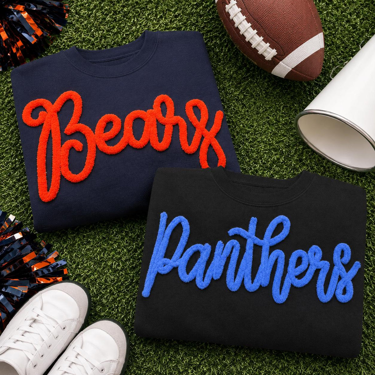 Custom Chenille Sweatshirt, Personalized Football Team Name Sweater, Sports Team Embroidered Crewneck, Game Day Gift