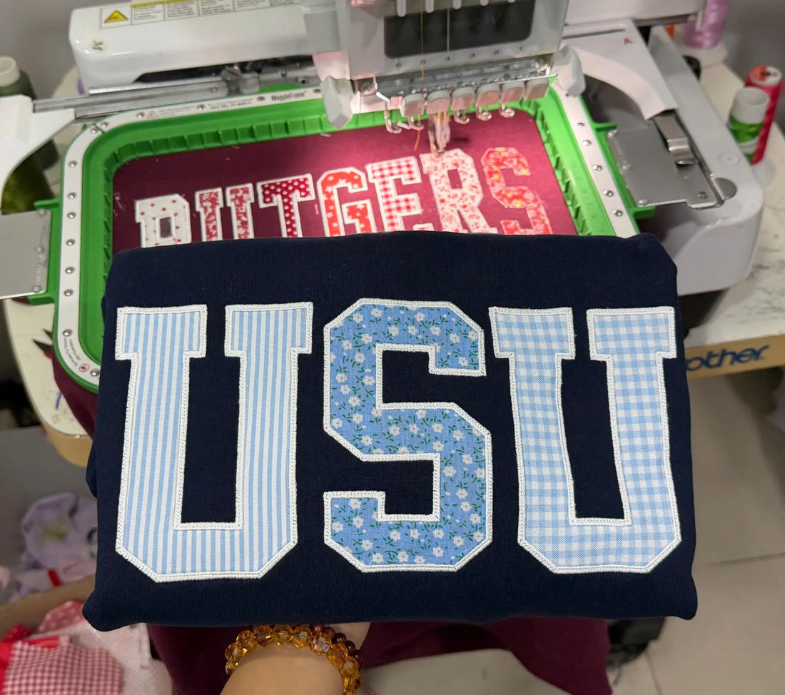 Patchwork Initials Sweatshirt, Custom Monogram Crewneck, Personalized Couple Letters Applique Pullover, Best Friend Preppy Gift