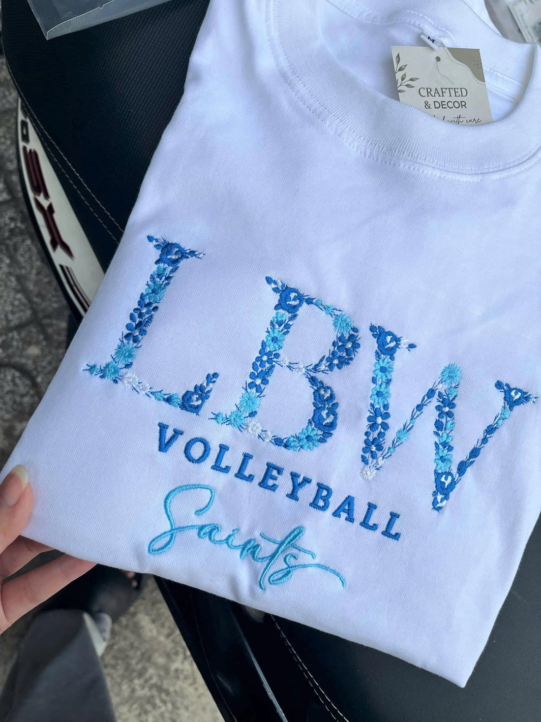 Volleyball Team Shirt, Custom Floral Embroidered Tee, Personalized Player Name Sports Top, Senior Night Coach Gift