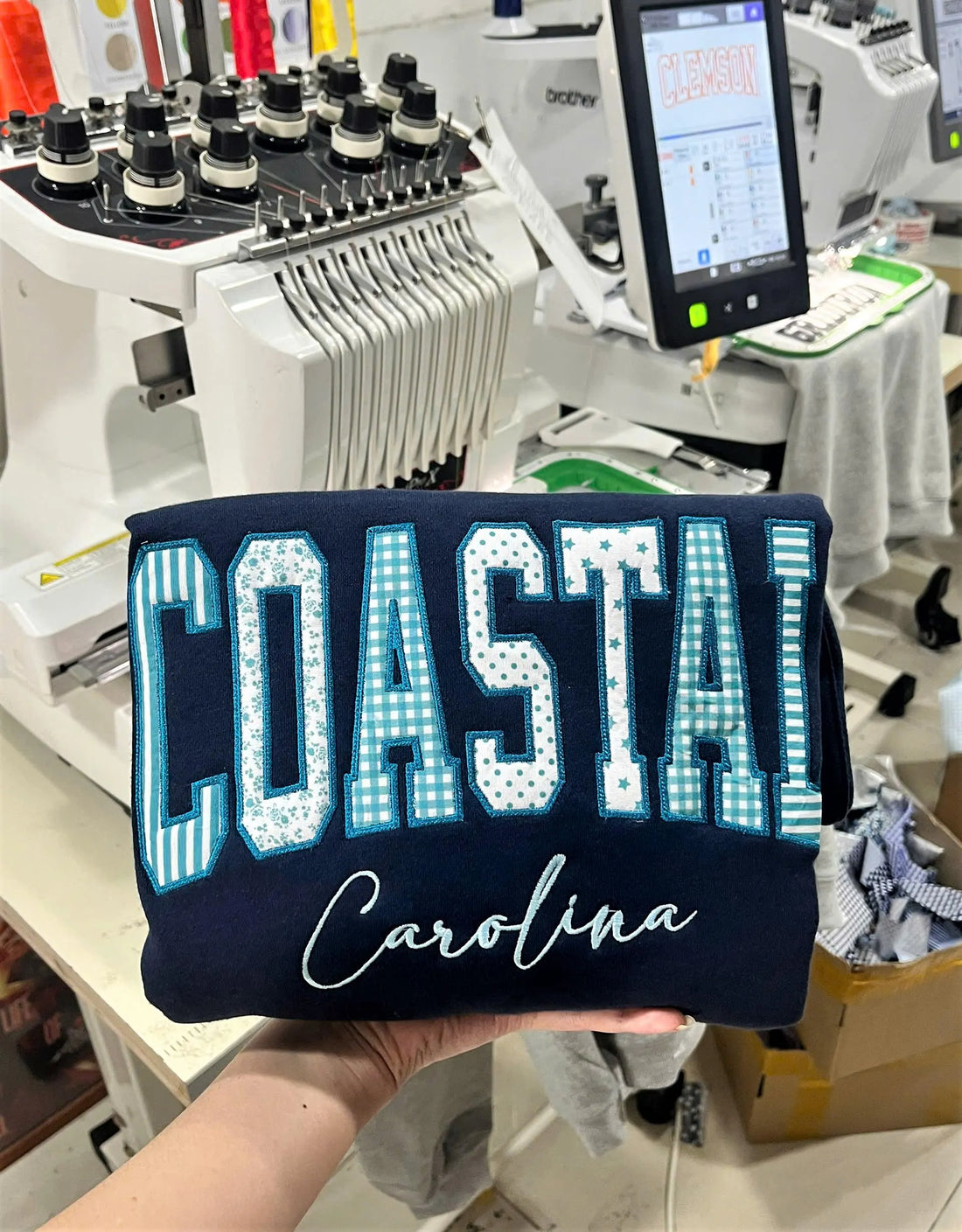 Custom Embroidered College Sweatshirt, Personalized Varsity Crewneck, School Spirit Pullover, University Student Gift