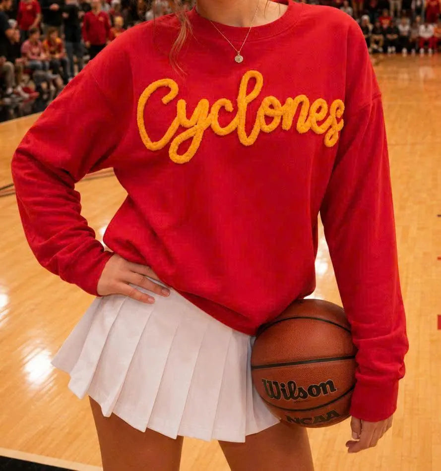 Chenille Game Day Sweater, Custom Team Color Pullover, Personalized Football Softball Baseball Crewneck, Sports Mom Gift