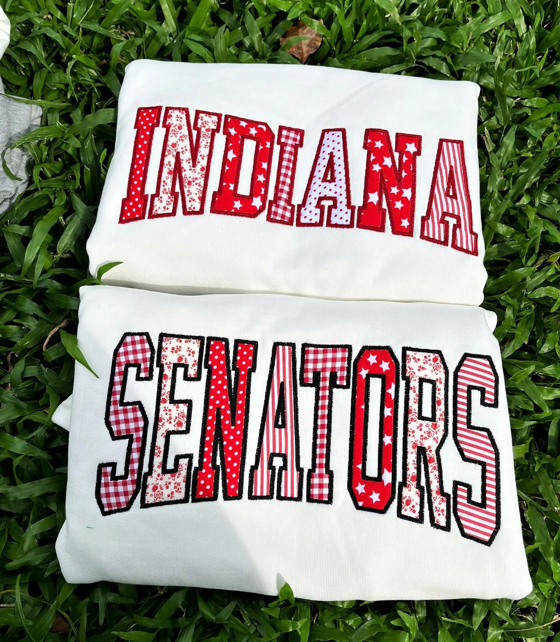 Custom Embroidered School Spirit Sweatshirt, Personalized Varsity Letter College Crewneck,Patchwork Applique Team Name University Merch Gift