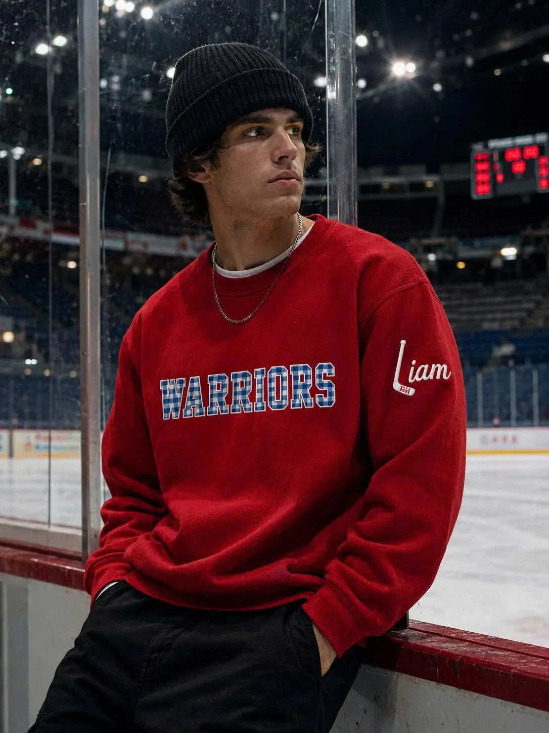 Custom Gingham Hockey Sweatshirt, Personalized Game Day Crewneck, Embroidered Sports Pullover, Hockey Mom Gift