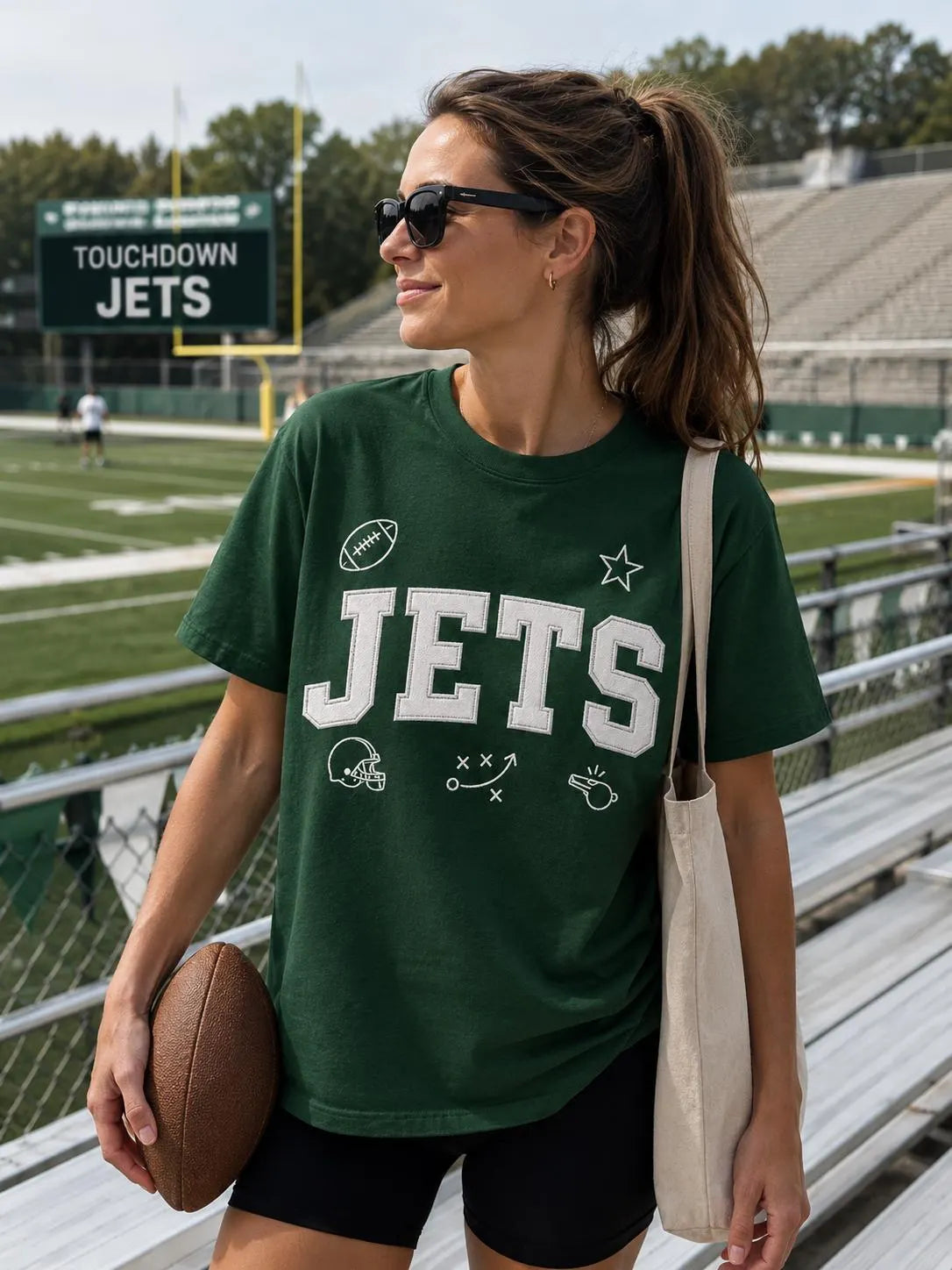 Plain Applique Football Shirt, Custom Team Name Game Day Tee, Personalized Embroidered T Shirt, Tailgate Mom Gift