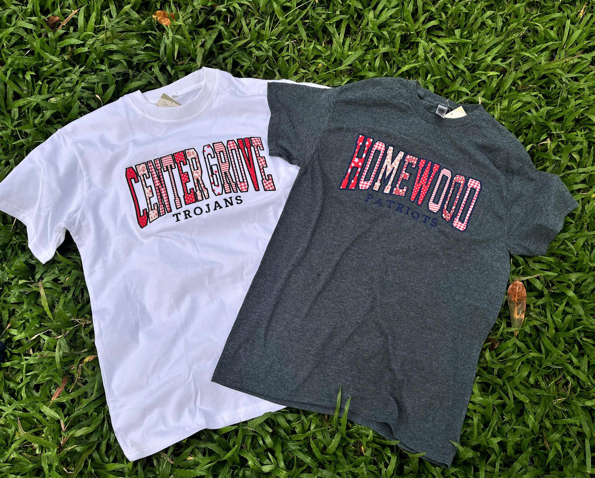 Custom Embroidered School Spirit Sweatshirt, Personalized Varsity Applique Crewneck, College Student Gift, Custom Team Name
