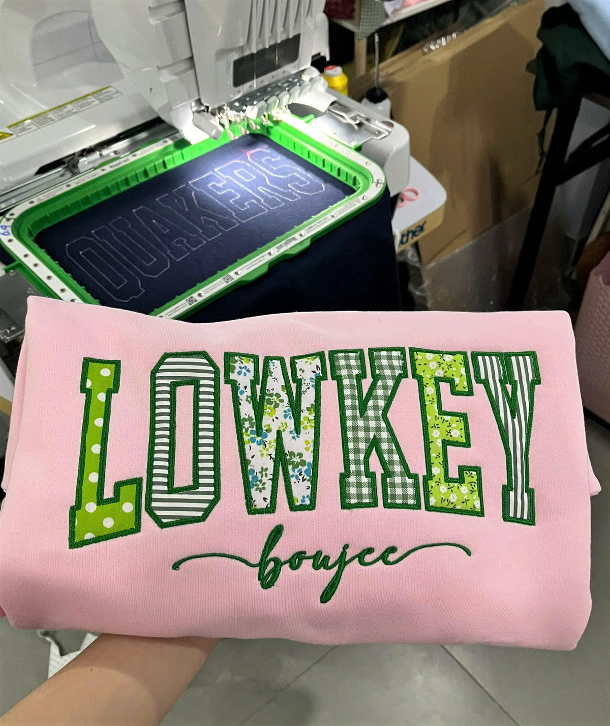 Patchwork Applique School Color Sweatshirt, Embroidered Varsity Letter Crewneck, Personalized College Style Student Gift