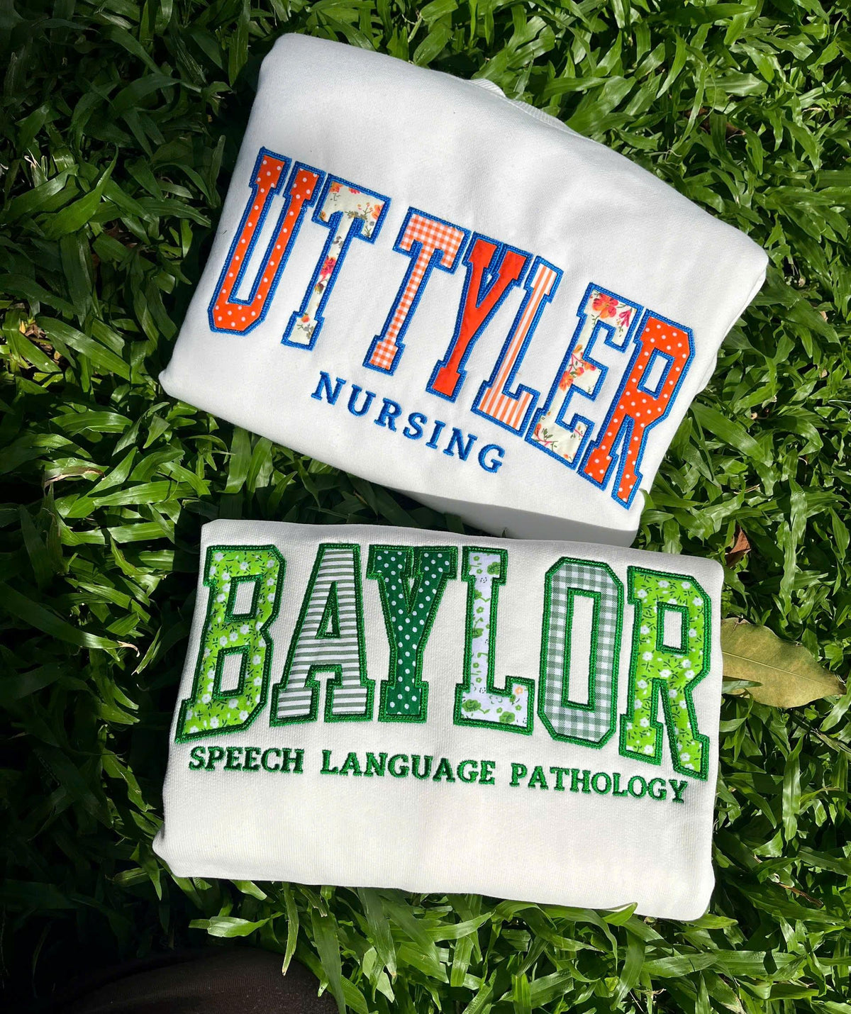 Custom Embroidered School Spirit Sweatshirt, Personalized Varsity Applique Crewneck, Custom Team or Teacher Name Gift