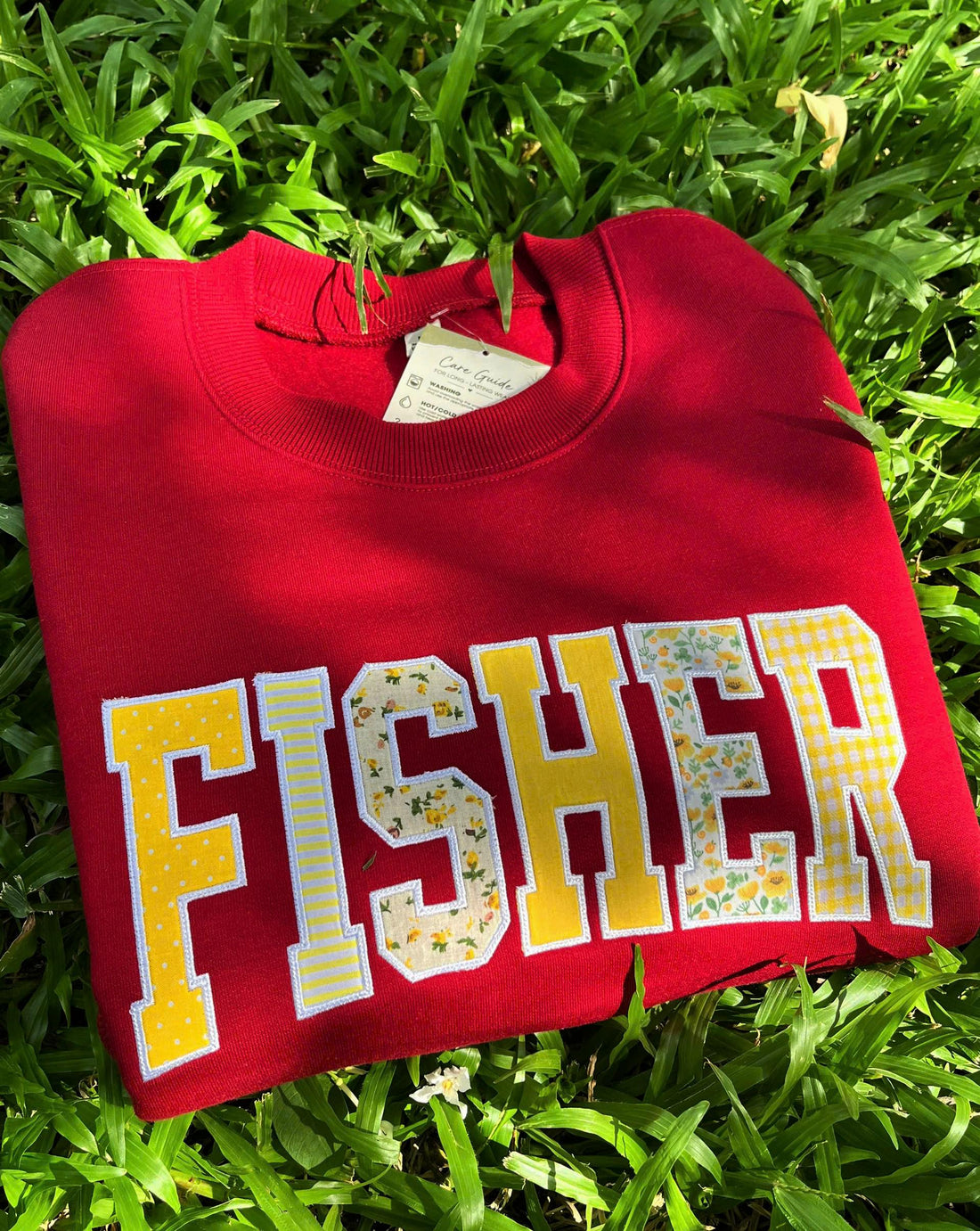 Custom School Spirit Sweatshirt, Personalized Patchwork Applique Crewneck, Embroidered Varsity Pullover, Campus Student Gift