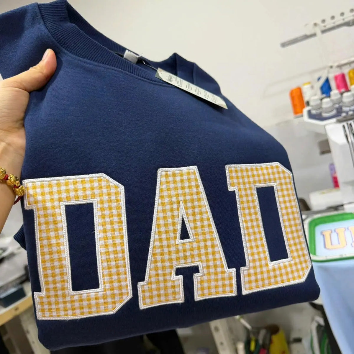 Checkered Letter Sweatshirt, Custom Gingham Block Letter Crewneck, Personalized Acronym Pullover, Senior Graduation Gift
