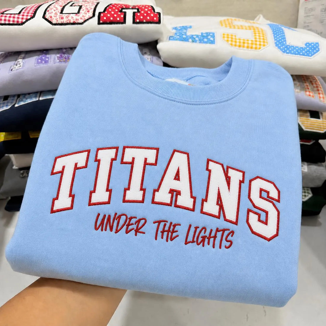 Solid Fabric Applique Sweatshirt, Custom Mascot Crewneck, Personalized Game Day Hoodie, Football Mom Team Gift