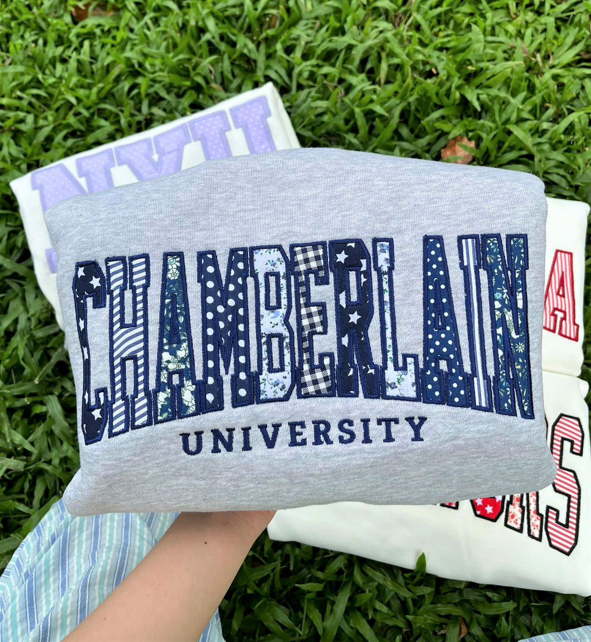 Personalized School Spirit Sweatshirt, Custom Varsity Applique Crewneck, Team Name Embroidered Pullover, Game Day Gift Merch