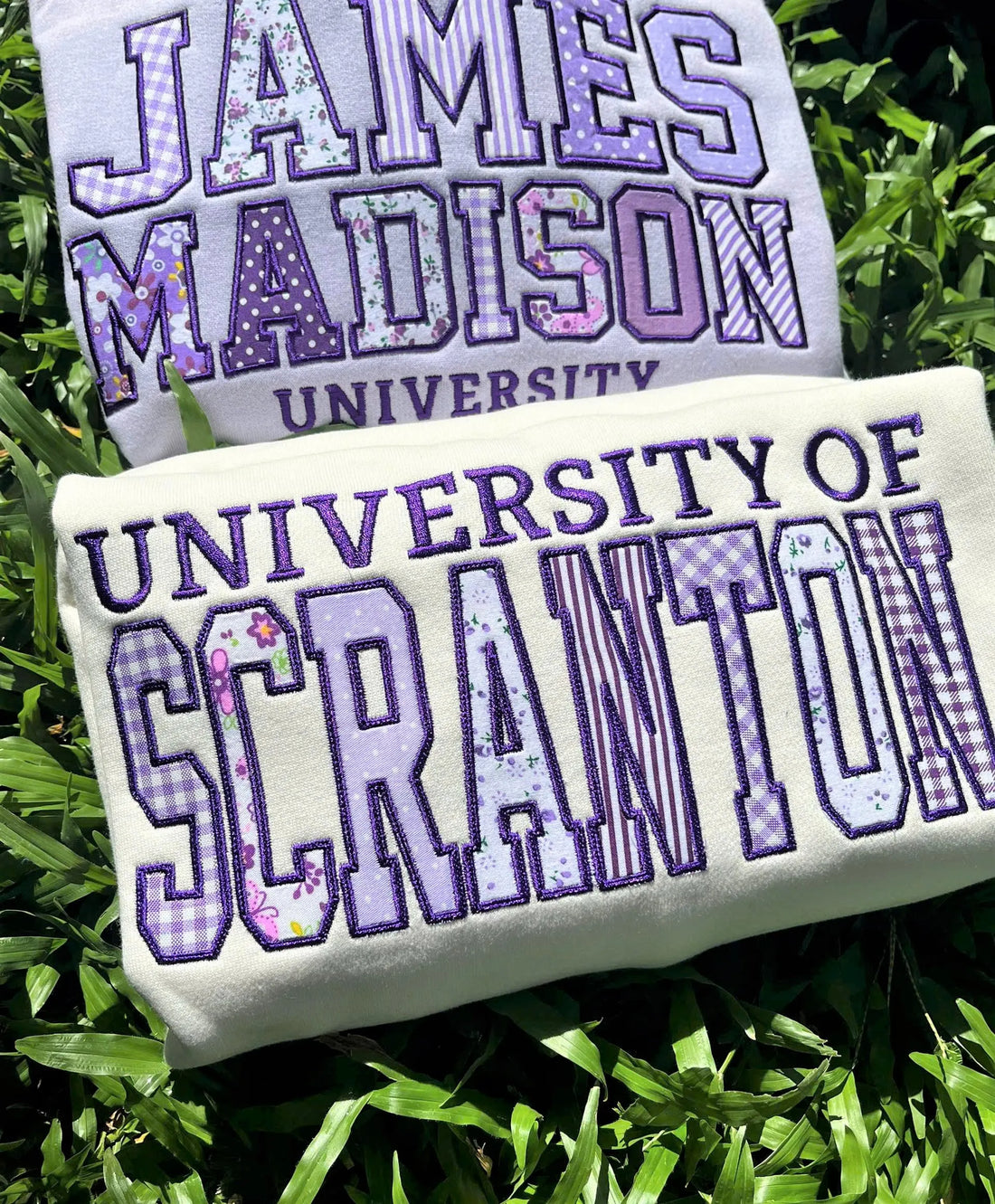 Personalized College Sweatshirt, Custom Patchwork Applique Crewneck, Campus Style Varsity Pullover, Graduation Gift