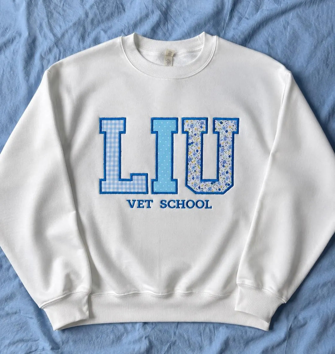 Personalized Patchwork Applique Sweatshirt, Custom Embroidered Crewneck, Varsity Letter Pullover, Student Gift