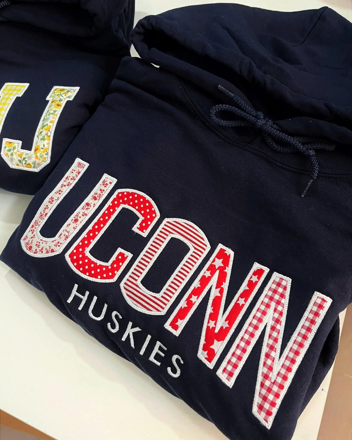 Custom School Spirit Hoodie, Personalized Mascot Text Pullover, Patchwork Applique Embroidered Team Color Club Group Gift