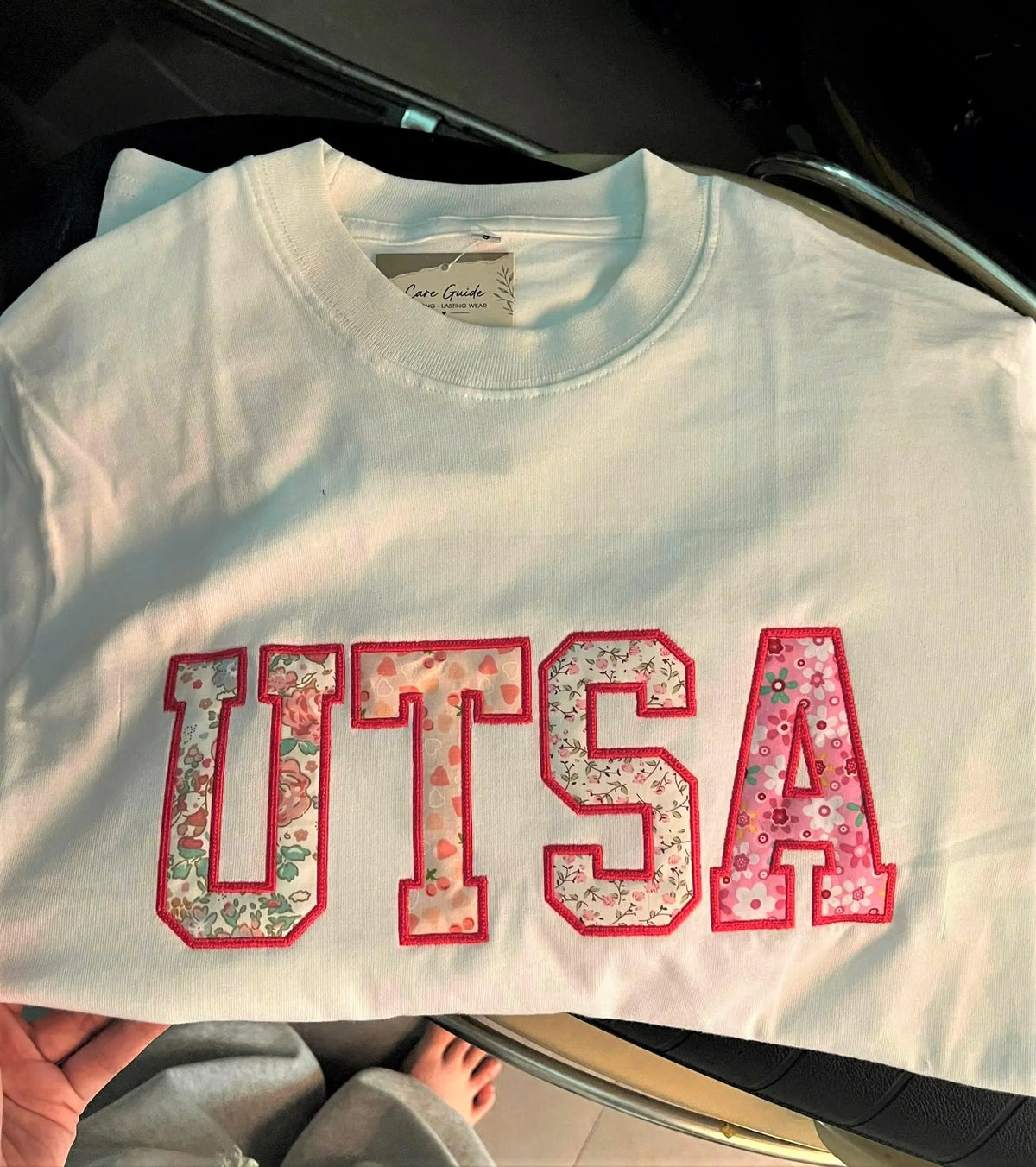 Custom Patchwork T Shirt, Personalized Applique Embroidered Tee, Varsity Letter Shirt, Preppy Travel Inspired Student Gift