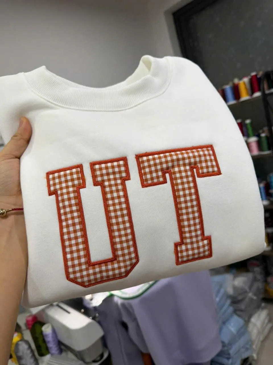 Checkered Letter Sweatshirt, Custom Gingham Block Letter Crewneck, Personalized Acronym Pullover, Senior Graduation Gift