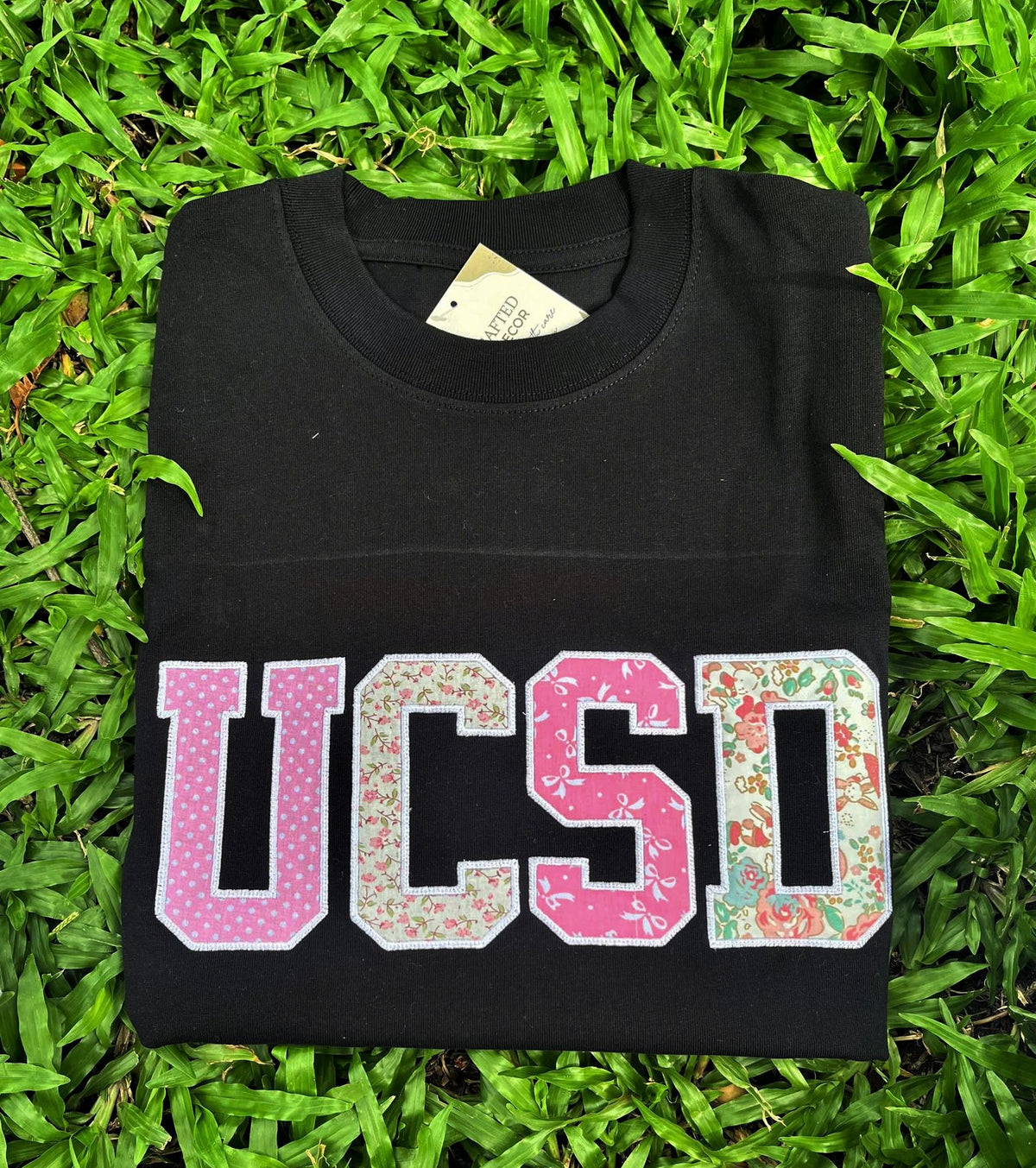 Embroidered Patchwork Applique T Shirt, Custom Team Name Varsity Tee, Personalized School Spirit Sports Club Shirt, Student Group Gift