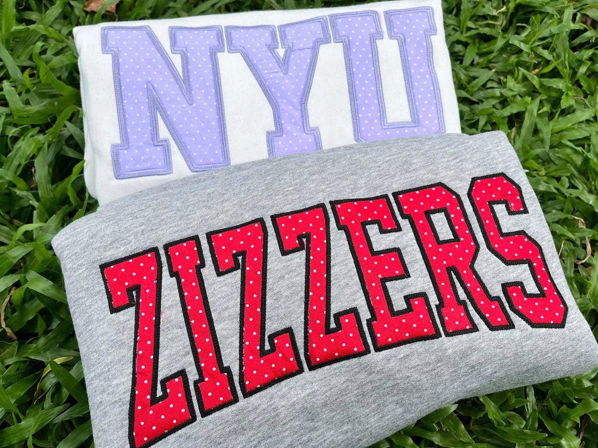 Custom Embroidered College Sweatshirt, Personalized Major and School Name Crewneck, Varsity Applique College Student Gift