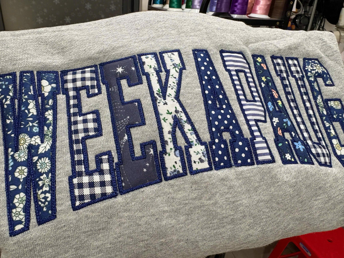 Patchwork Name Sweatshirt, Custom Word Crewneck, Personalized Mixed Fabric Applique Letter Sweater, Preppy Varsity Gift