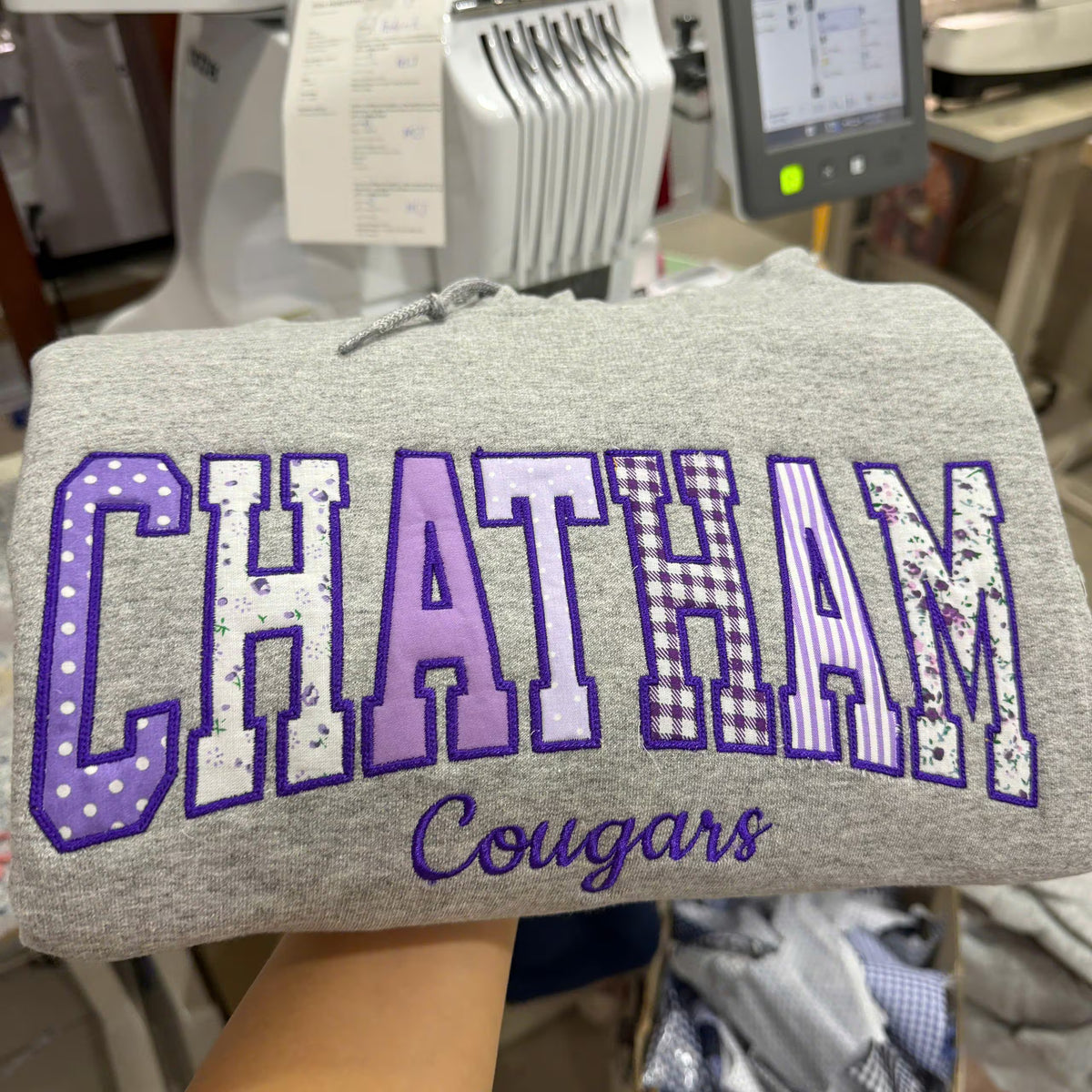 Patchwork Hoodie or Sweatshirt, Custom Applique Team Color Pullover, Personalized Group Apparel, Varsity Crewneck Gift