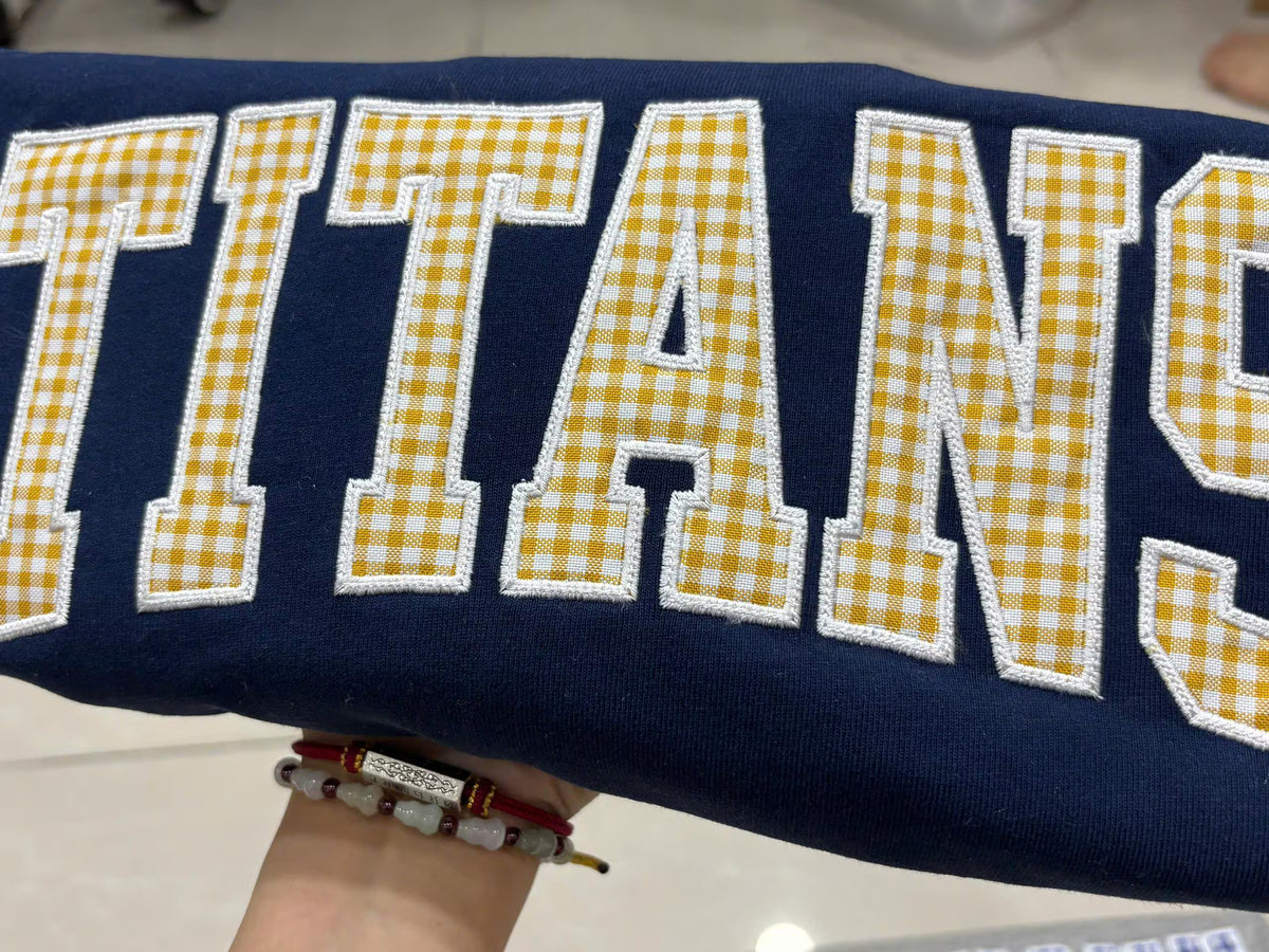 Custom Game Day T Shirt, Personalized Team Spirit Tee, Gingham Applique Varsity Shirt, Sports Mom Tailgate Gift