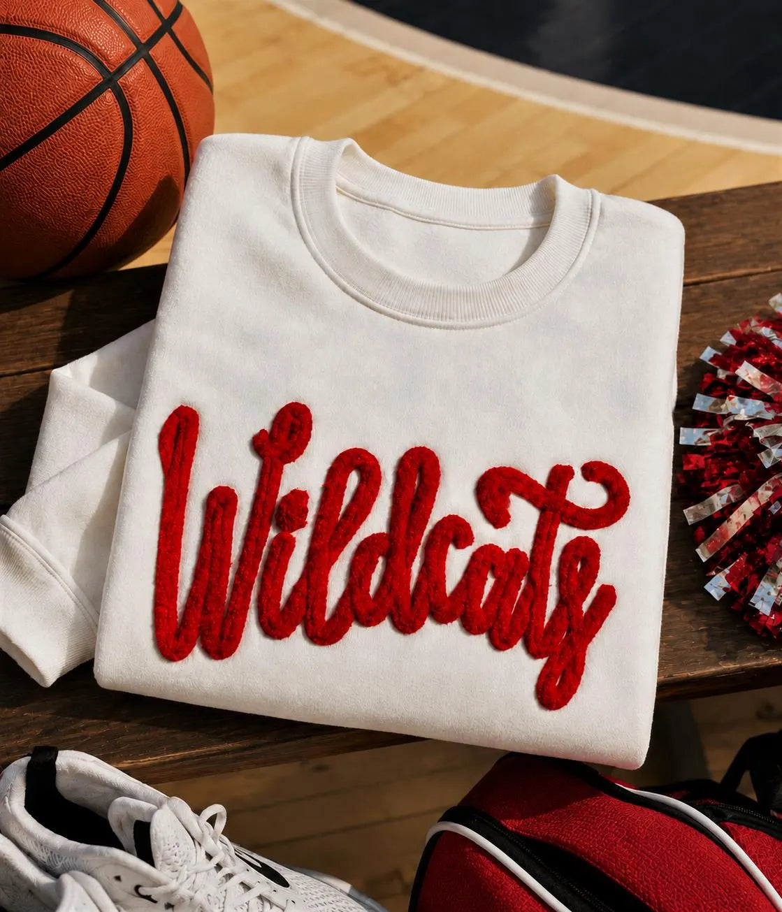 Personalized Chenille Team Sweatshirt, Custom Mascot Crewneck, Sports Mom Pullover, Cheer Mom Game Day Gift