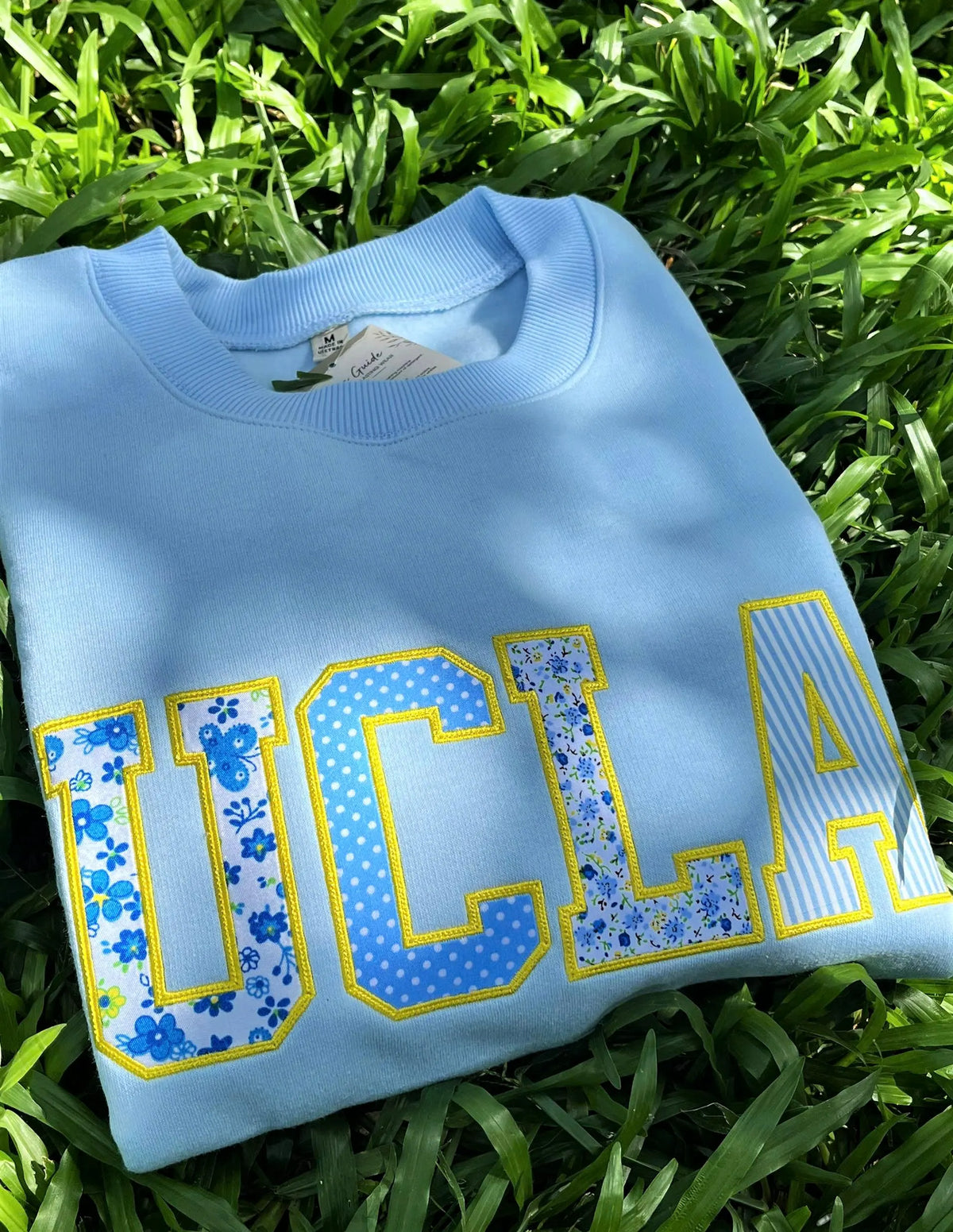 Personalized College Sweatshirt, Custom Patchwork Applique Crewneck, School Spirit Team Name Sweater, Campus Gift