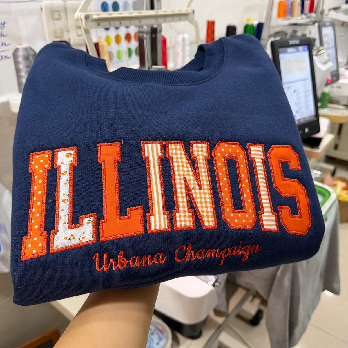 Embroidered Patchwork Applique Shirt, Custom Varsity Letter Sweatshirt or T Shirt, Personalized School Team Name, Teacher Student Gift