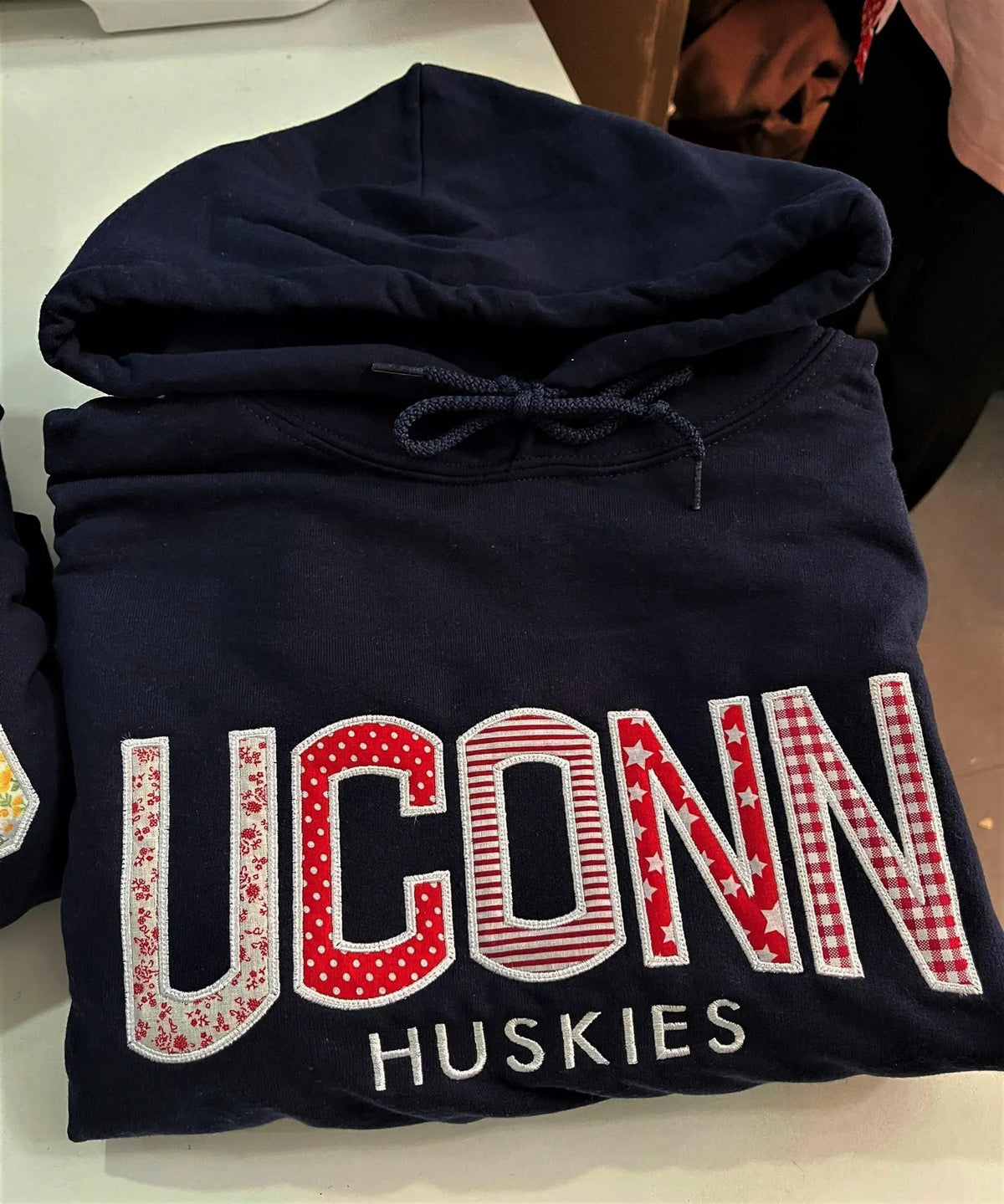 Custom School Spirit Hoodie, Personalized Mascot Text Pullover, Patchwork Applique Embroidered Team Color Club Group Gift