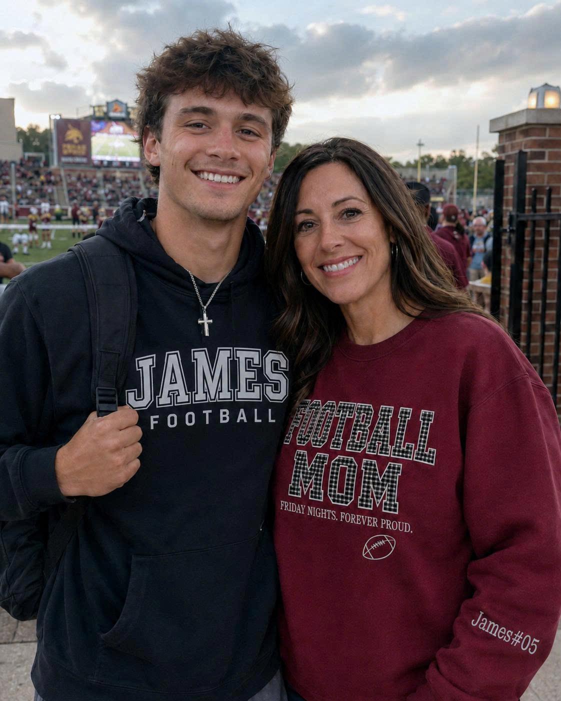 Gingham Applique Football Mom Sweatshirt, Custom Game Day Crewneck, Personalized Player Number Pullover, Team Mom Gift