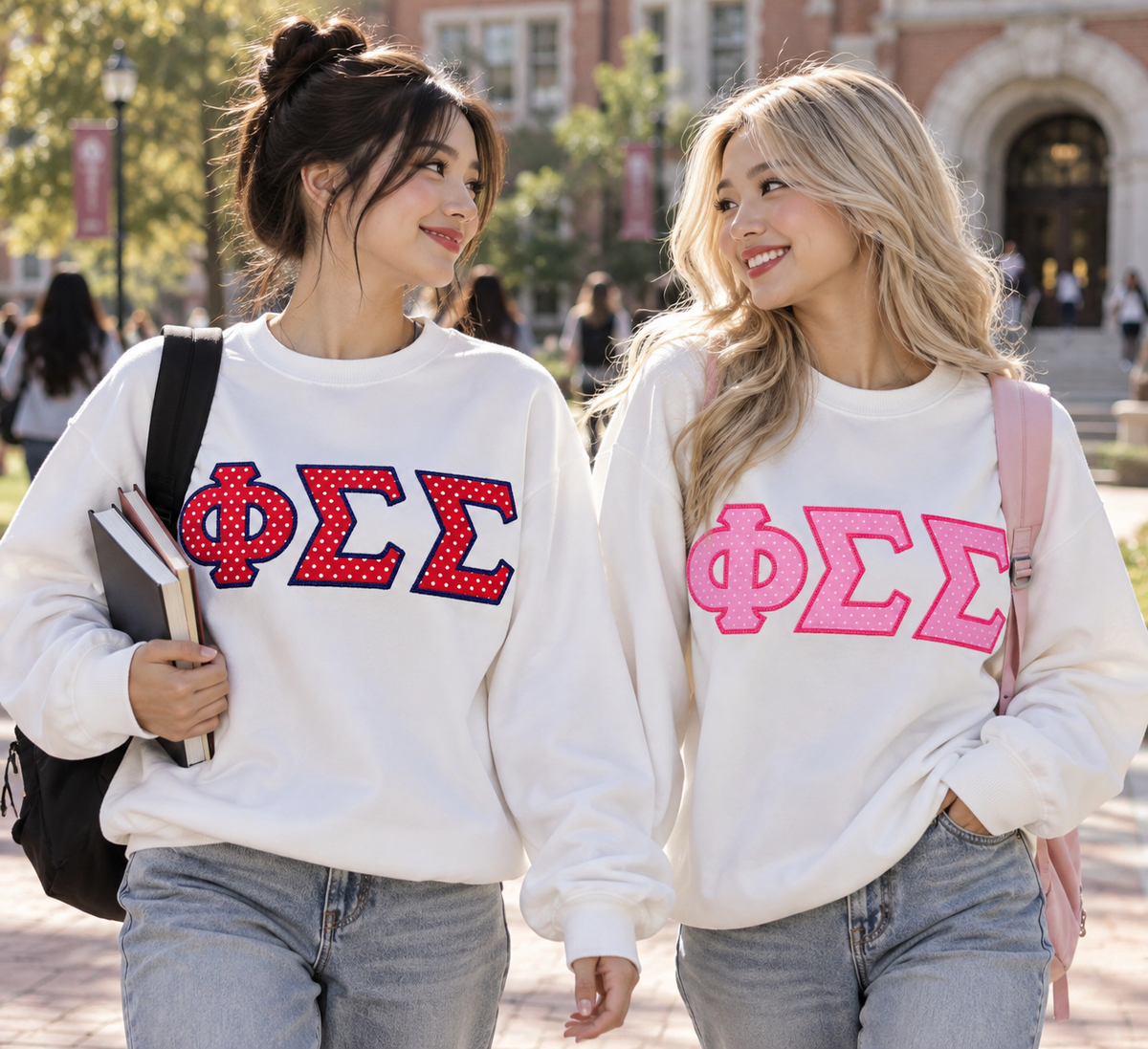 Phi Sigma Sigma Stitched Letter Shirt – ΦΣΣ Polka Dot Appliqué Tee, Sweatshirt or Hoodie