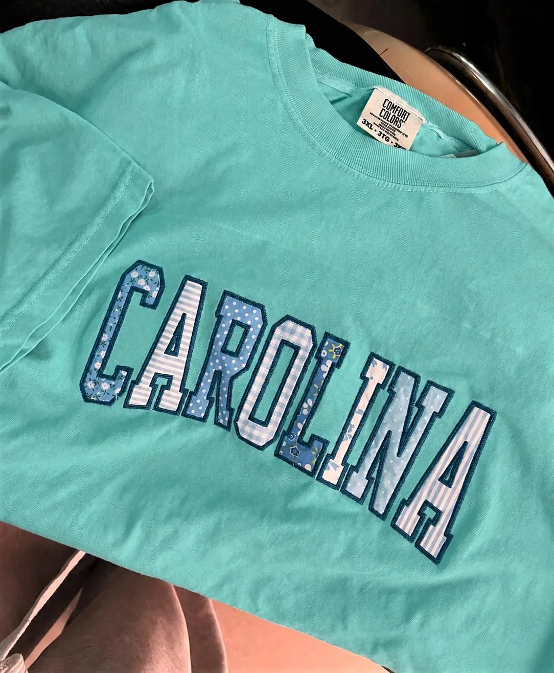 Custom Patchwork T Shirt, Personalized Applique Embroidered Tee, Varsity Letter Shirt, Preppy Travel Inspired Student Gift