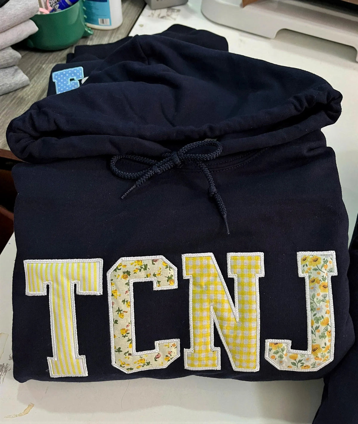 Custom School Spirit Hoodie, Personalized Mascot Text Pullover, Patchwork Applique Embroidered Team Color Club Group Gift