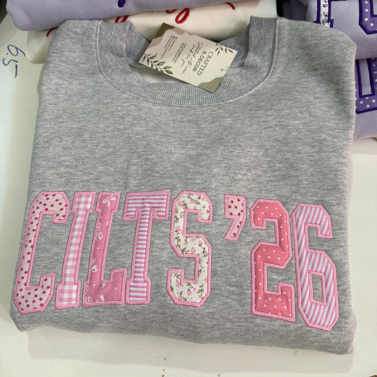 Personalized Name Patchwork Applique Sweatshirt, Custom Embroidered Varsity Crewneck, Floral Gingham Name Hoodie, Preppy Girl Gift