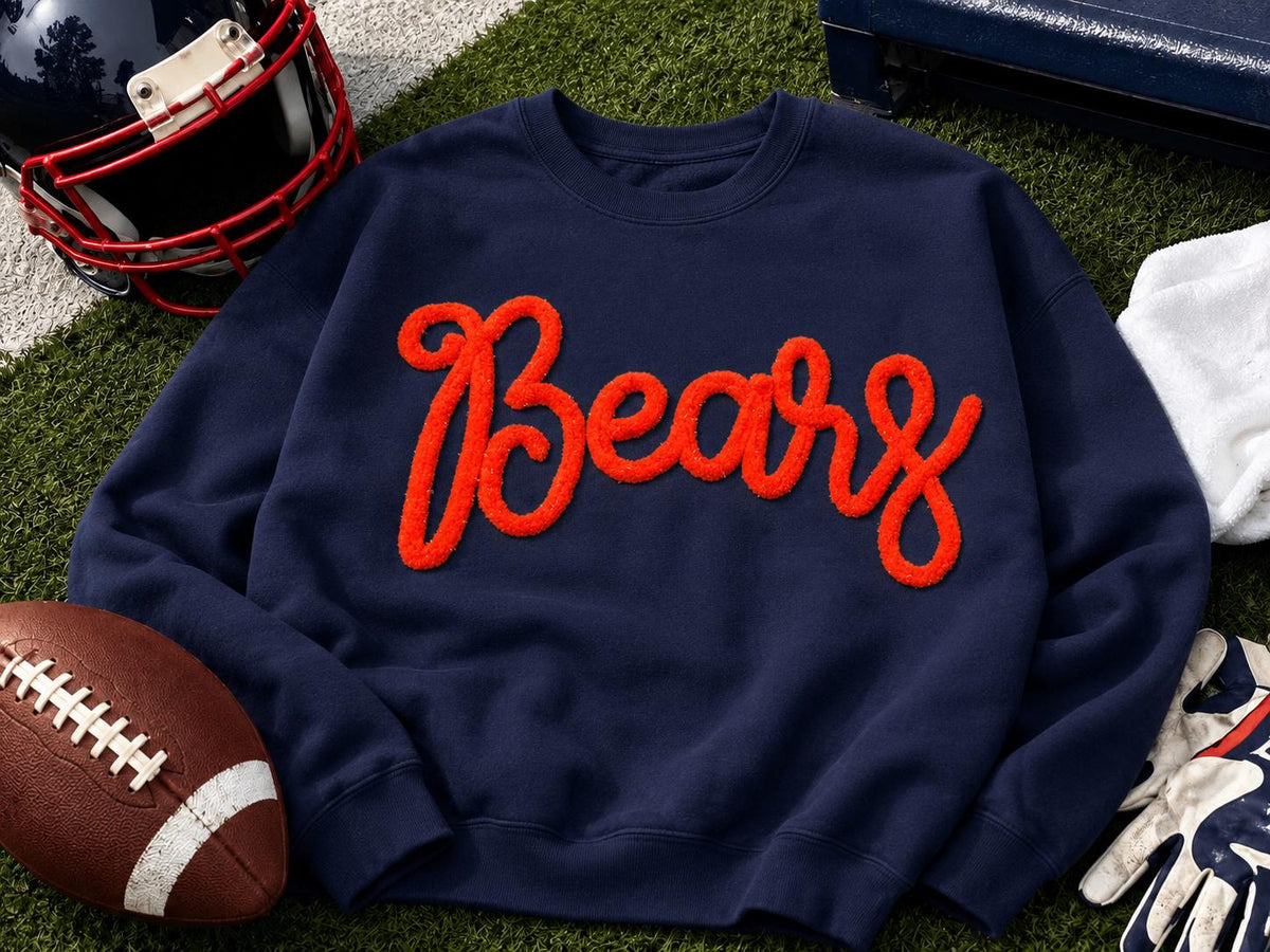 Custom Chenille Sweatshirt, Personalized Football Team Name Sweater, Sports Team Embroidered Crewneck, Game Day Gift