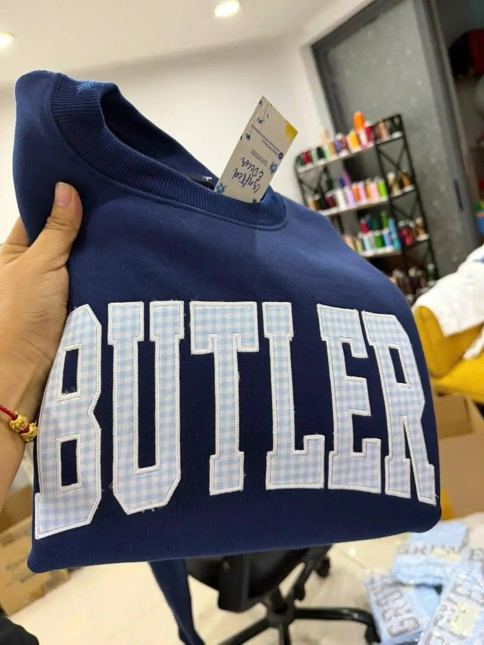 Checkered Letter Sweatshirt, Custom Gingham Block Letter Crewneck, Personalized Acronym Pullover, Senior Graduation Gift
