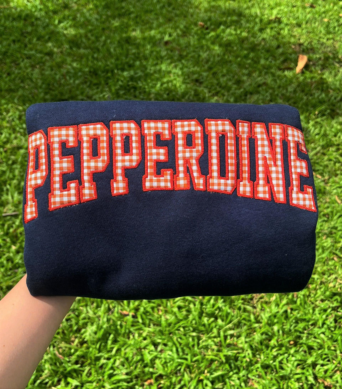 Personalized Gingham Letter Sweatshirt, Custom School Color Crewneck, Preppy Varsity Applique Pullover, Campus Gift