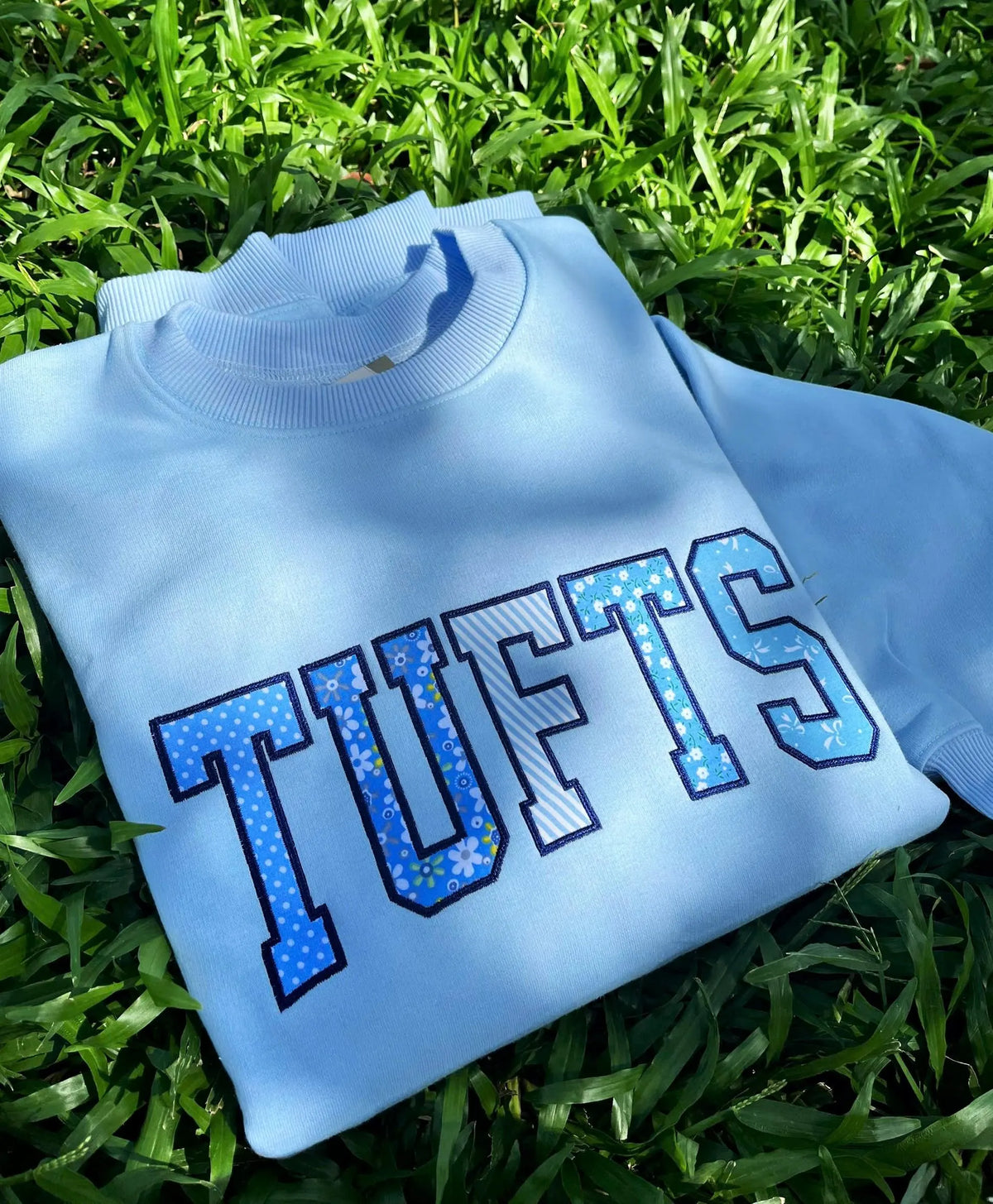 Personalized College Sweatshirt, Custom Patchwork Applique Crewneck, School Spirit Team Name Sweater, Campus Gift