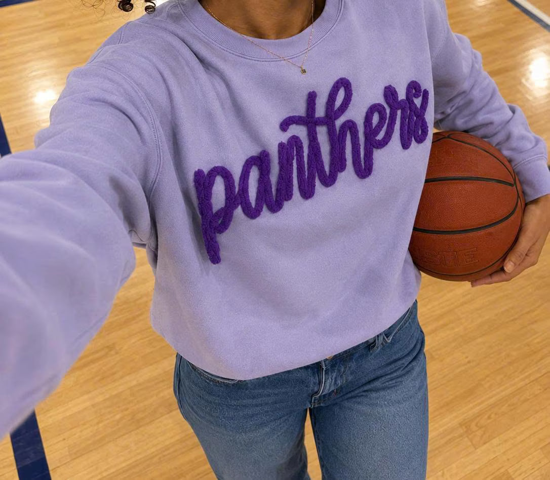 Chenille Basketball Sweatshirt, Custom Game Day Crewneck, Personalized Team Color Pullover, Court Side Outfit Gift