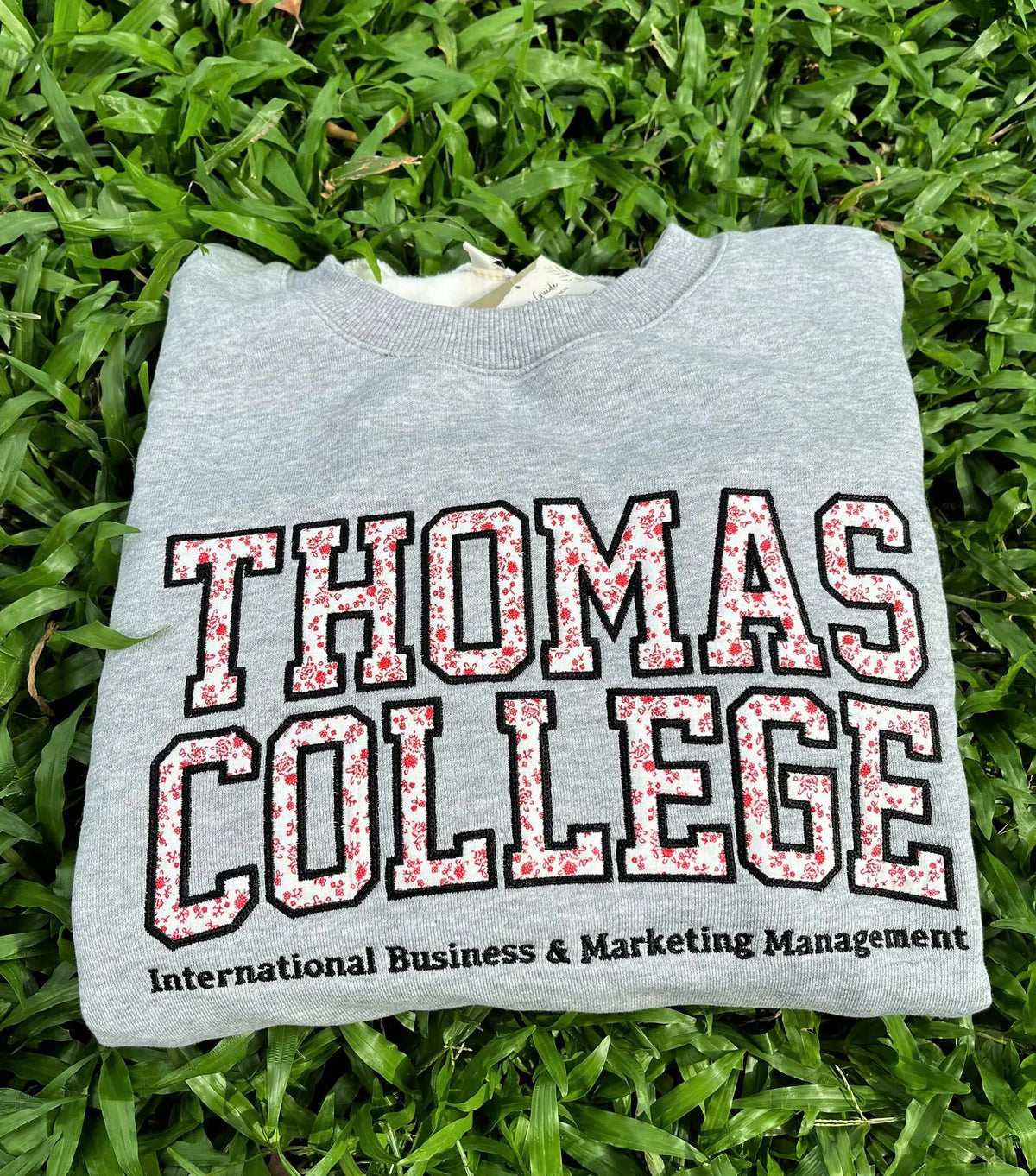 Custom Embroidered College Sweatshirt, Personalized Major and School Name Crewneck, Varsity Applique College Student Gift