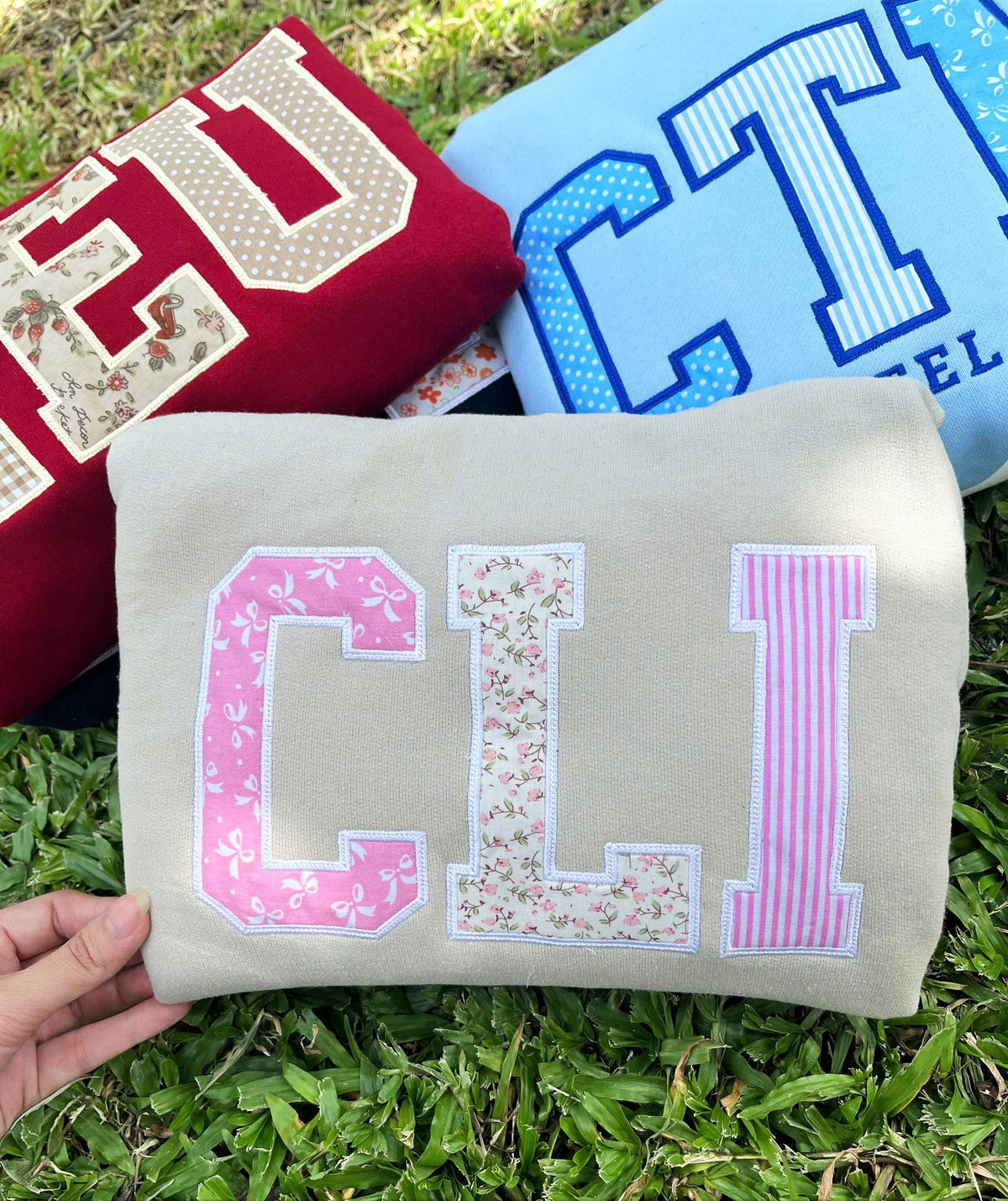 Custom Embroidered School Spirit Hoodie Sweatshirt, Personalized Varsity Letter Pullover, Patchwork Applique Team Club Gift