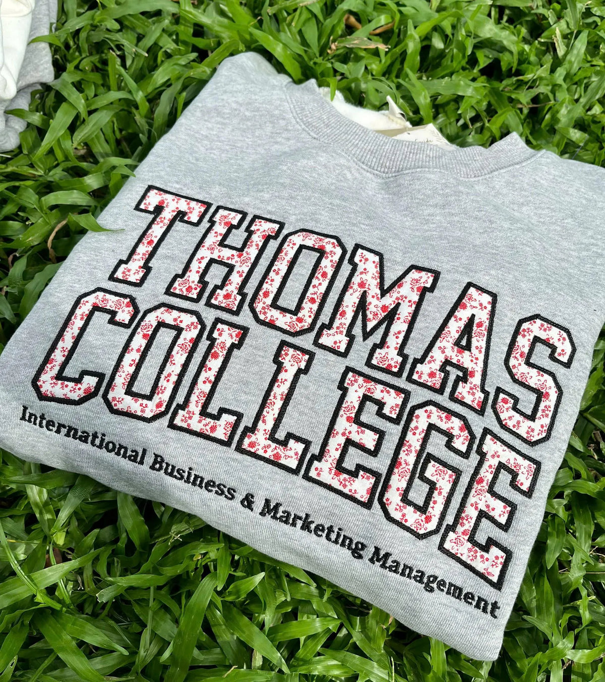 Custom Embroidered College Sweatshirt, Personalized Major and School Name Crewneck, Varsity Applique College Student Gift
