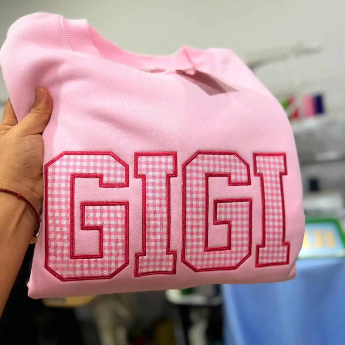 Checkered Letter Sweatshirt, Custom Gingham Block Letter Crewneck, Personalized Acronym Pullover, Senior Graduation Gift