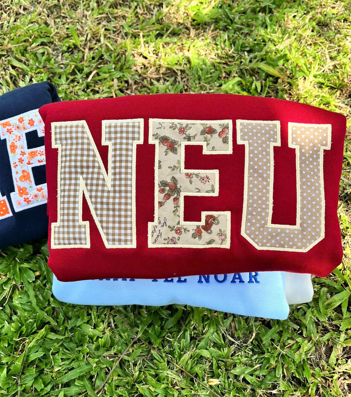 Custom Embroidered School Spirit Hoodie Sweatshirt, Personalized Varsity Letter Pullover, Patchwork Applique Team Club Gift