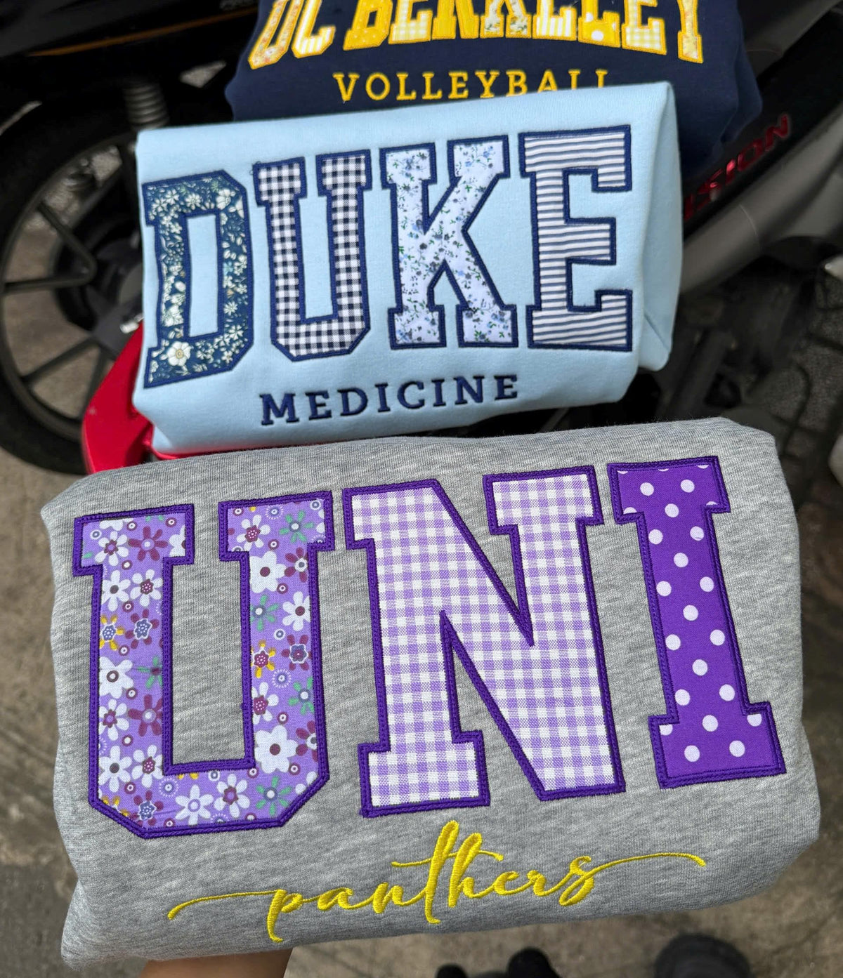 Embroidered Patchwork Applique Shirt, Custom Varsity Letter Sweatshirt or T Shirt, Personalized School Team Name, Teacher Student Gift