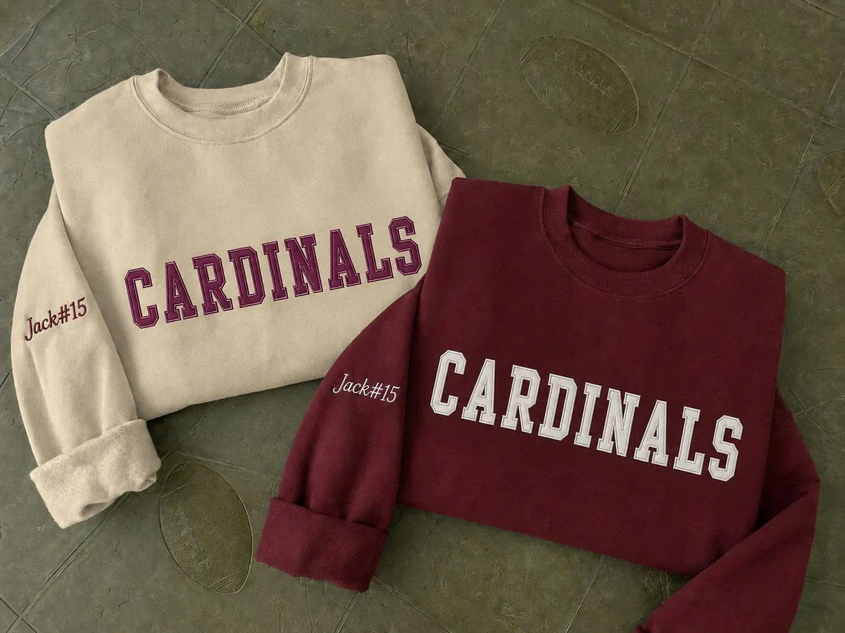 Personalized Game Day Crewneck, Custom Team Name Applique Sweatshirt, Sleeve Number Embroidered Pullover, Sports Mom Gift