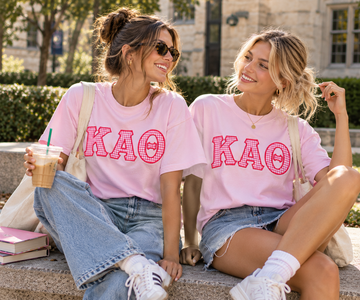 Kappa Alpha Theta Stitched Letter Shirt – ΚΑΘ Gingham Appliqué Tee, Sweatshirt or Hoodie