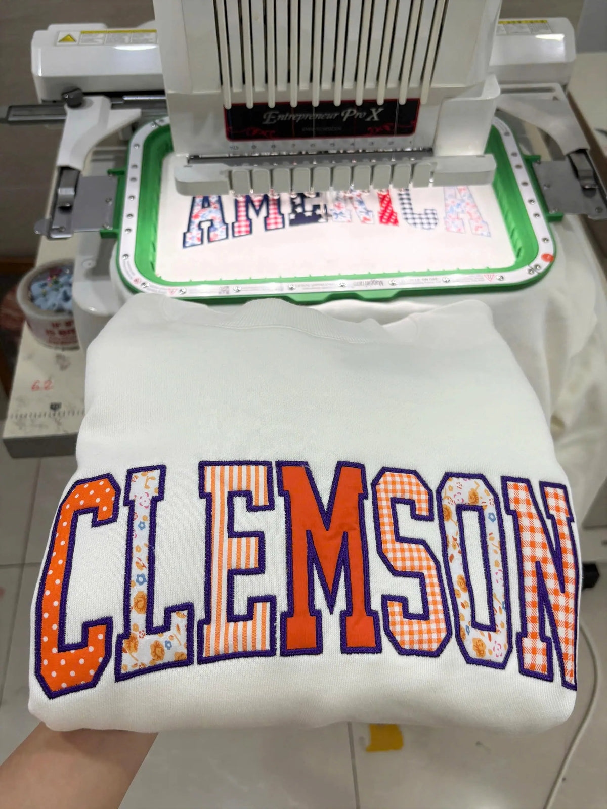 Custom Patchwork Applique Sweatshirt, Personalized Varsity Embroidered Crewneck, School Color Pullover, Student Gift